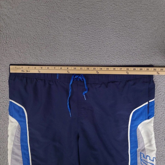 Nike Swim Trunks Mens XL Blue Board Shorts Mesh Lining Pockets Spell Out - Picture 12 of 16